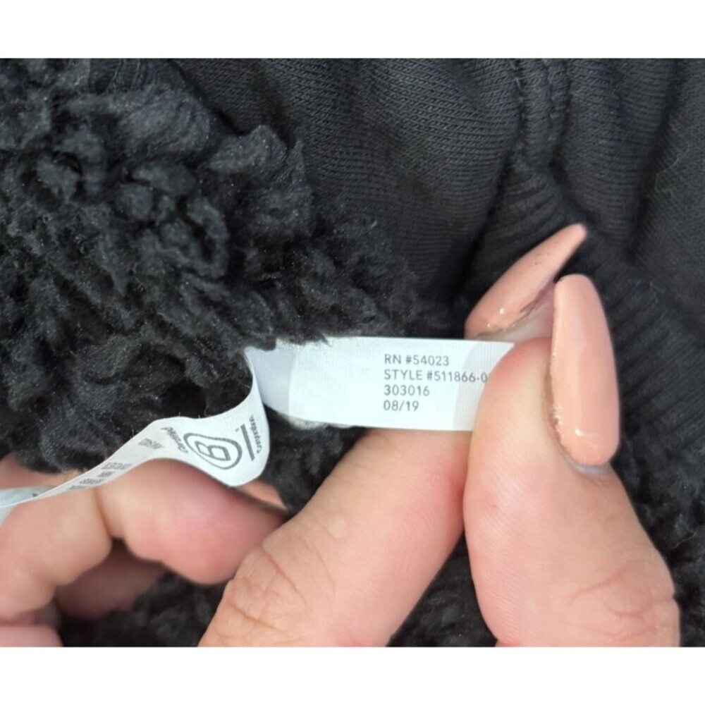 Athleta Hoodie Women’s Small Solstice Reversible Sherpa Hooded Sweatshirt Black - Picture 6 of 9